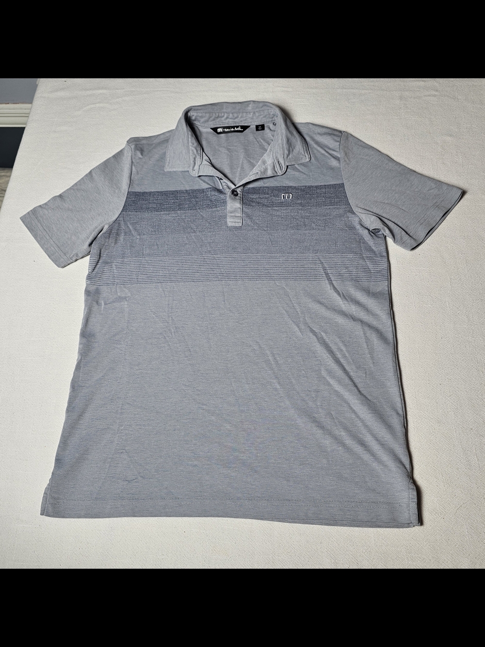 Travis Mathew Coastal Chest Stripe Polo Mens Size Medium Gray